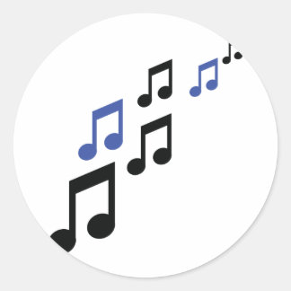 blaue schwarze Musiknoten Runder Aufkleber