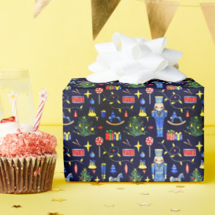 Blaue schwarze Nussknacker-Siute Weihnachten Geschenkpapier