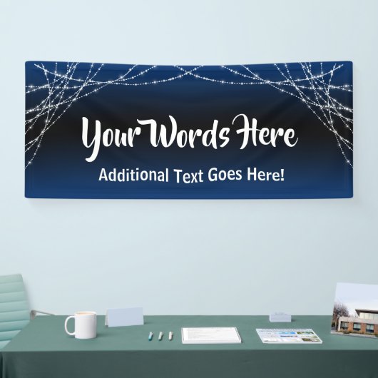 Blaue schwarze Ombre-Lichtzeichenfolgen hinzufügen Banner (Messe)