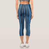 Blaue schwarze Streifen Capri Leggings (Rückseite)
