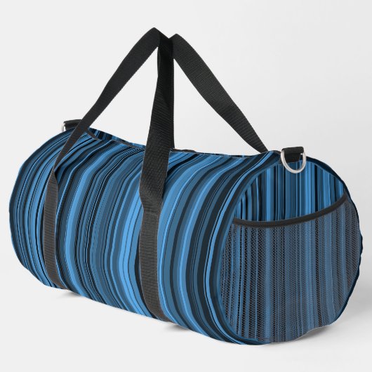 Blaue schwarze Streifen Duffle Bag (Rechte Ecke)