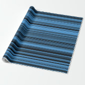 Blaue schwarze Streifen Geschenkpapier (Ungerollt)