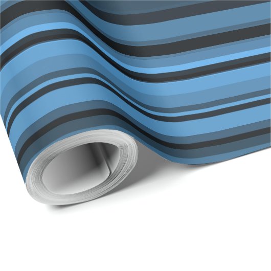 Blaue schwarze Streifen Geschenkpapier (Rolleneckpunkt)