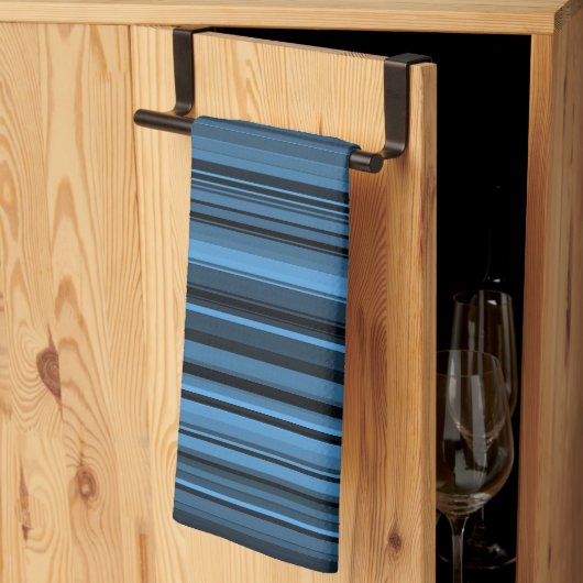 Blaue schwarze Streifen Geschirrtuch (Drittel gefaltet)