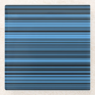 Blaue schwarze Streifen Glasuntersetzer