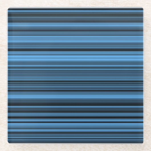 Blaue schwarze Streifen Glasuntersetzer (Vorderseite)