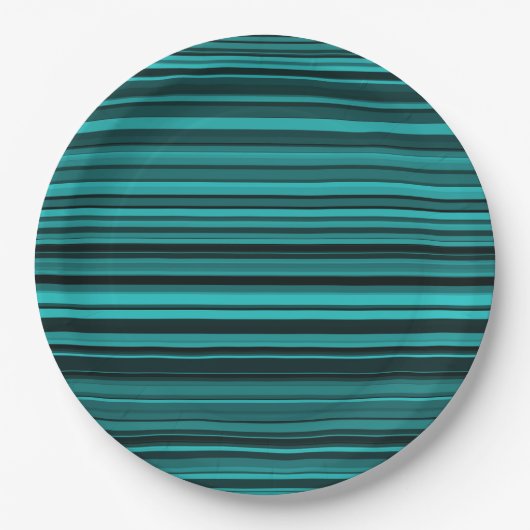 Blaue schwarze Streifen Pappteller (Vorderseite)