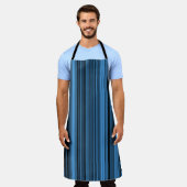 Blaue schwarze Streifen Schürze (Getragen)
