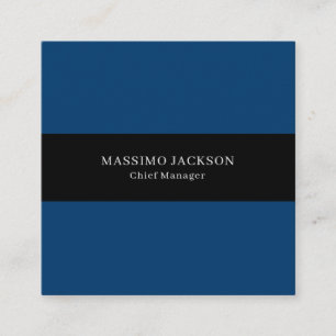 Blaue schwarze trendige einfache minimalistische p quadratische visitenkarte