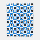 Blaue schwarze und weiße karierte Quadrate Muster Fleecedecke (Vorderseite)