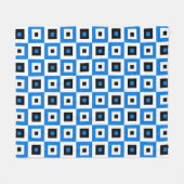 Blaue schwarze und weiße karierte Quadrate Muster Fleecedecke (Vorderseite (Horizontal))