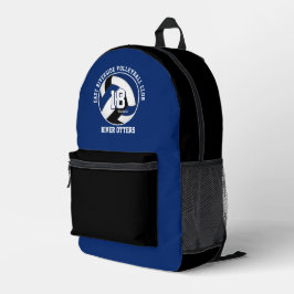 Blaue schwarze Volleyball-Mannschaftsfarbe Bedruckter Rucksack
