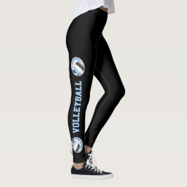 Blaue schwarze Volleyball mit Leggings-Text Leggings