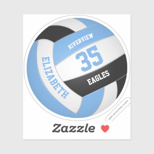 Blaue schwarze Volleyballkindersportarten Aufkleber (Blatt)