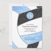 Blaue schwarze Volleyballmannschaft oder Mädchen z Einladung (Vorderseite)