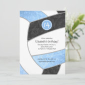 Blaue schwarze Volleyballmannschaft oder Mädchen z Einladung (Stehend Vorderseite)