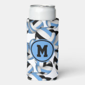 Blaue schwarze Volleyballs Musterabspielgerät Mono Selters Dosenkühler (Seltzer Vorderseite)