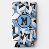 Blaue schwarze Volleyballs Musterabspielgerät Mono Selters Dosenkühler (Rückseite)