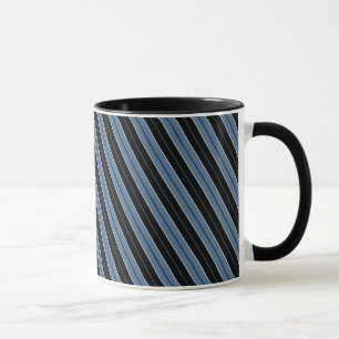 Blaue schwarze weiße diagonale Streifen in Pinstri Tasse
