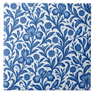 Blaue Schwertlilie im Vintage-Botanikmuster Fliese
