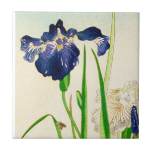 Blaue Schwertlilie - Japanischer Aquarelldruck Fliese