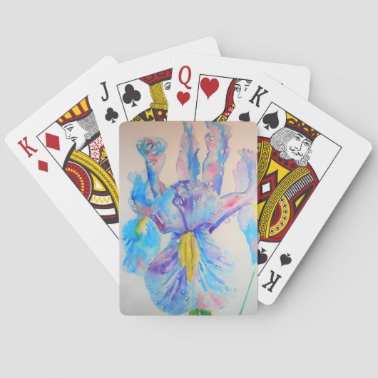 Blaue Schwertlilien-Blumen-Aquarell-Spielkartenset Spielkarten (Rückseite)