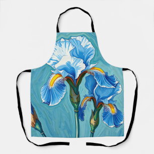 Blaue Schwertlilien-Blumen künstlerisches Muster Schürze