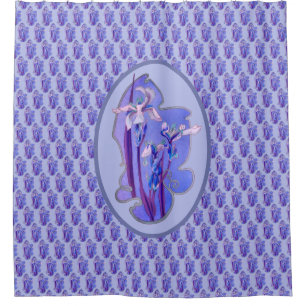 Blaue Schwertlilien Blumenkunst Duschvorhang