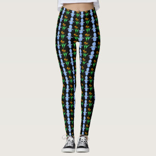 Blaue Schwertlilien und gelbe und rote Tulpen Leggings