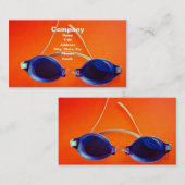 Blaue Schwimmen-Schutzbrillen auf Orange Visitenkarte (Vorne/Hinten)