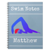 Blaue Schwimmerin, Schwimmnotizen, Personalisiert Notizblock (Vorderseite)