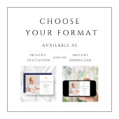 Blaue Script Cross Boy Foto Taufe Einladung