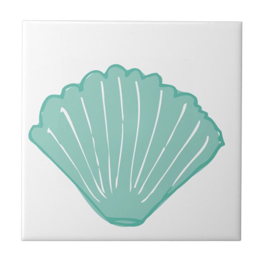 Blaue Seashell-Illustration Fliese (Vorderseite)