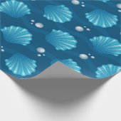 Blaue Seashell- und Meeresperlen Geschenkpapier (Ecke)