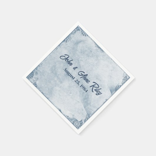 blaue Seashellgrenze Serviette (Ecke)