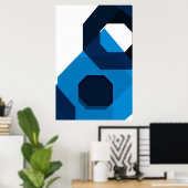 Blaue Sechseck-Kunst Poster (Heimbüro)