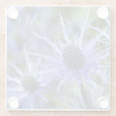 Blaue See-Holly-Distel-Monogramm Glasuntersetzer (Rückseite)
