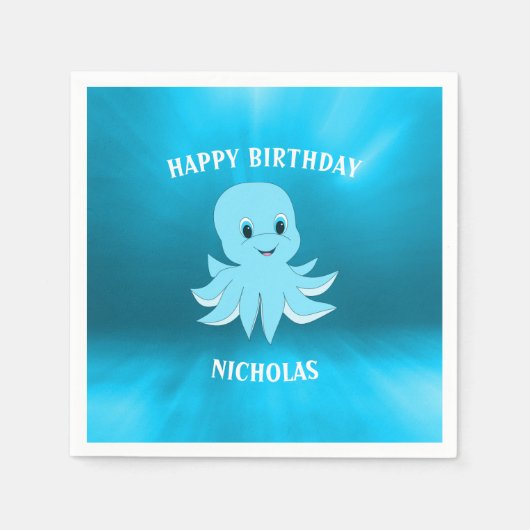 Blaue See und Kraken Serviette (Vorderseite)