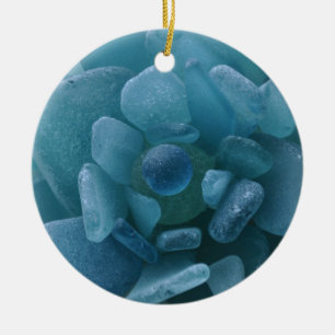 Blaue Seeglas-Blume Keramik Ornament