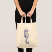 Blaue Seepferd-Lebensmittelgeschäft-Tasche Tragetasche (Vorderseite (Produkt))