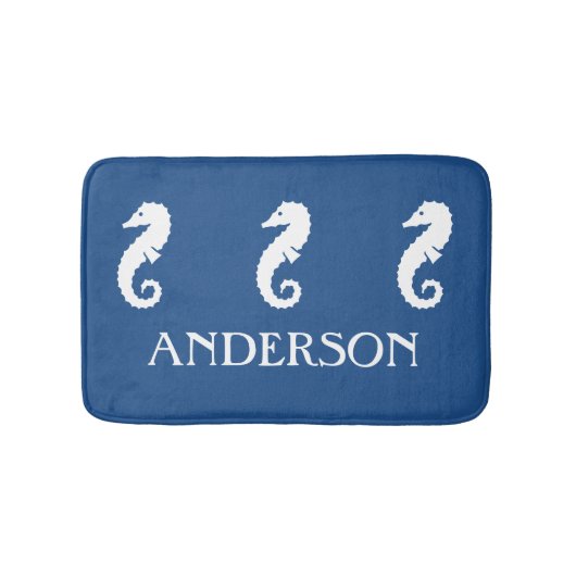 Blaue Seepferd-Seegeschöpfnautischbadematte Badematte (Vorderseite)
