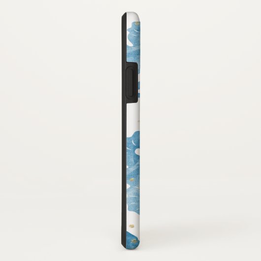 Blaue Seepferde Muster Gold Glitzern Case-Mate iPhone Hülle (Hinten/Rechts)