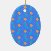 Blaue Seepferde und Starfish Muster Keramik Ornament (Vorne)