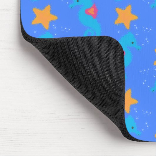 Blaue Seepferde und Starfish Muster Mousepad (Ecke)