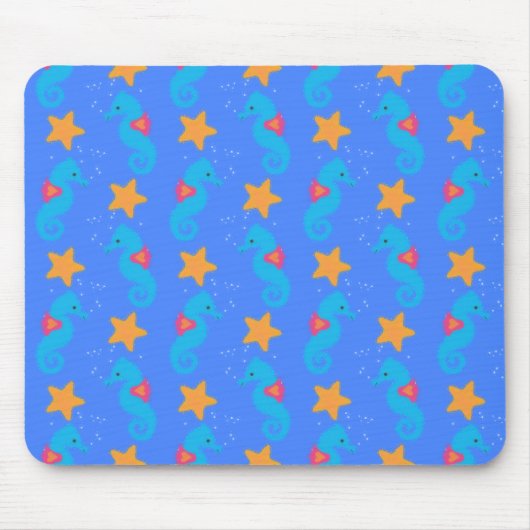 Blaue Seepferde und Starfish Muster Mousepad (Vorne)
