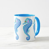 Blaue Seepferdkaffee-Tasse Tasse (VorderseiteRechts)