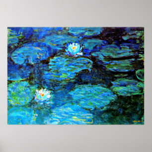 Blaue Seerosen, Kunstmalerei Poster