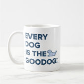 Blaue Seersucker-Hund-Silhouette Kaffee Kaffeetasse (Links)