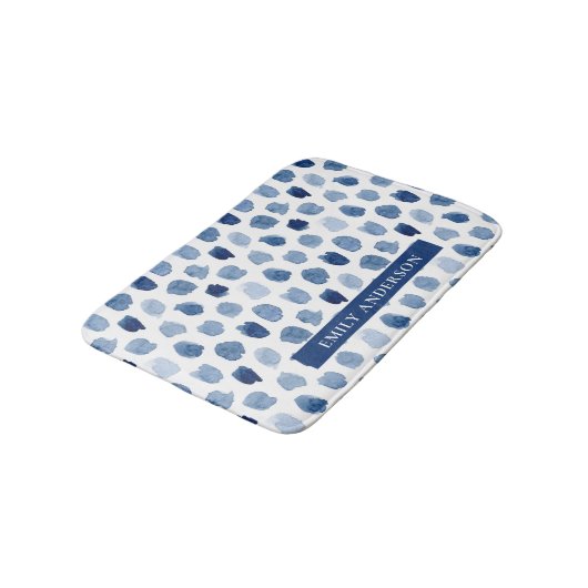 "Blaue Seeschiffe indigofarbene Kreise" "moderner  Badematte (Schrägansicht)