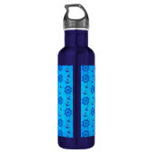 Blaue Seeschiffe Rad und Anker Trinkflasche (Rückseite)